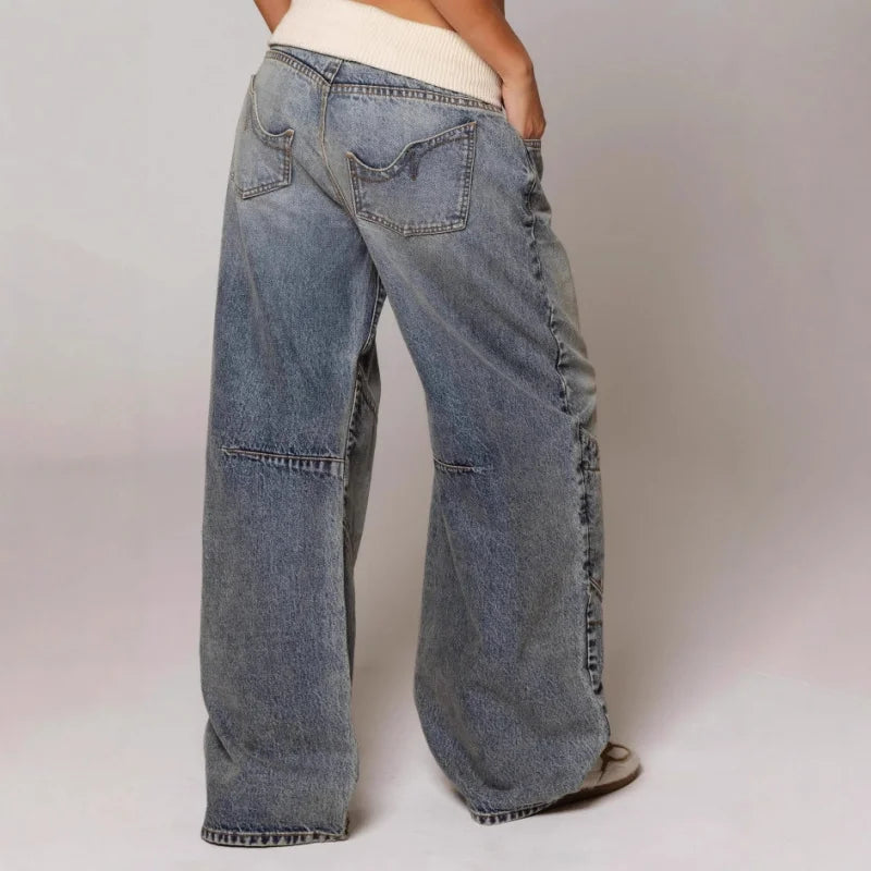 Camille Rousseau | Relaxed Patchwork Denim Boyfriend Jeans For Women