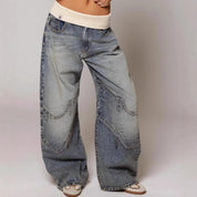 Camille Rousseau | Relaxed Patchwork Denim Boyfriend Jeans For Women