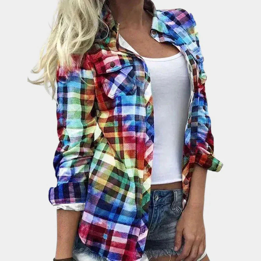 Nell Boothroyd | Plaid Button-Down Blouse With Chest Pocket