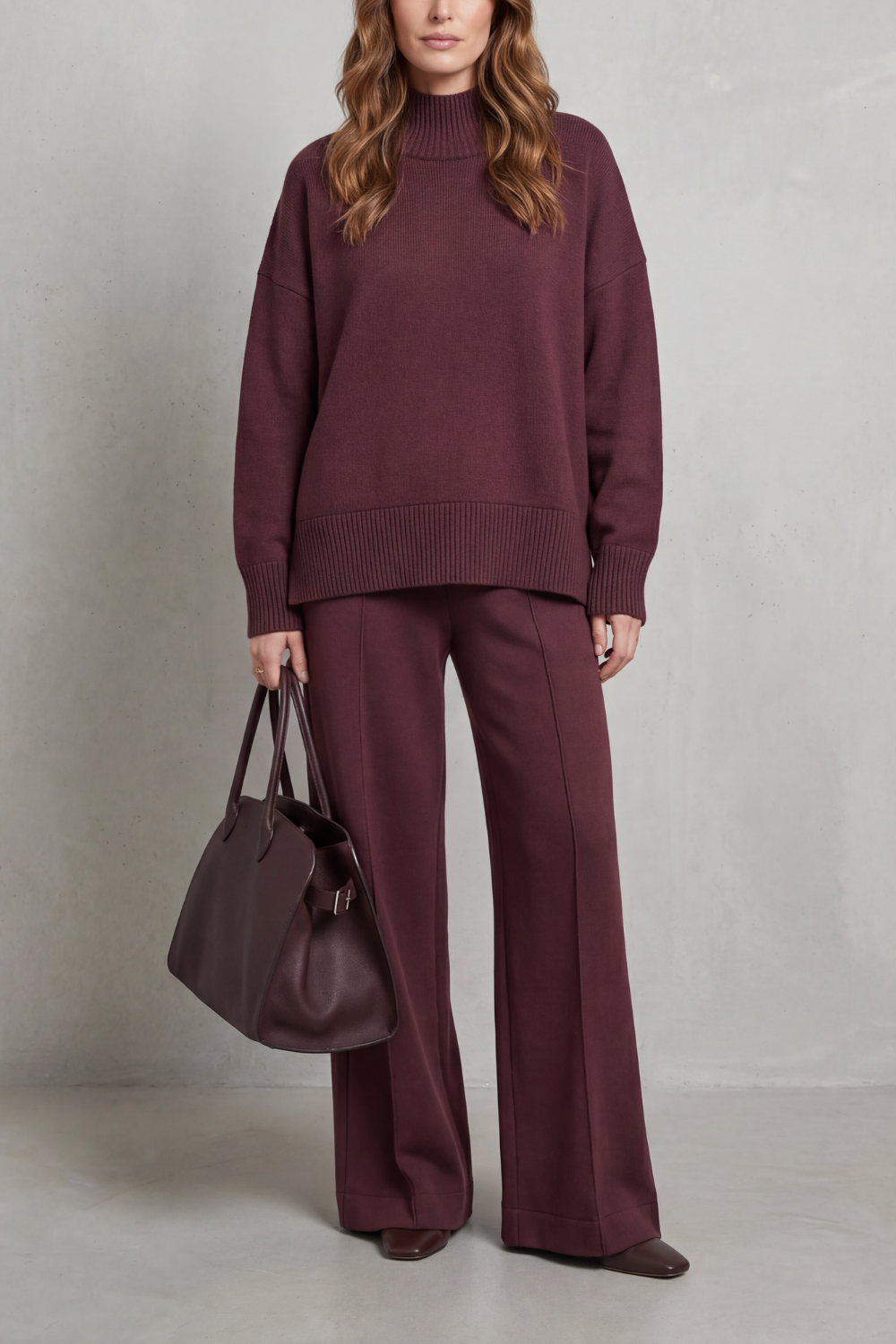 Casavella | Folded Collar Charm Knit Lounge Set
