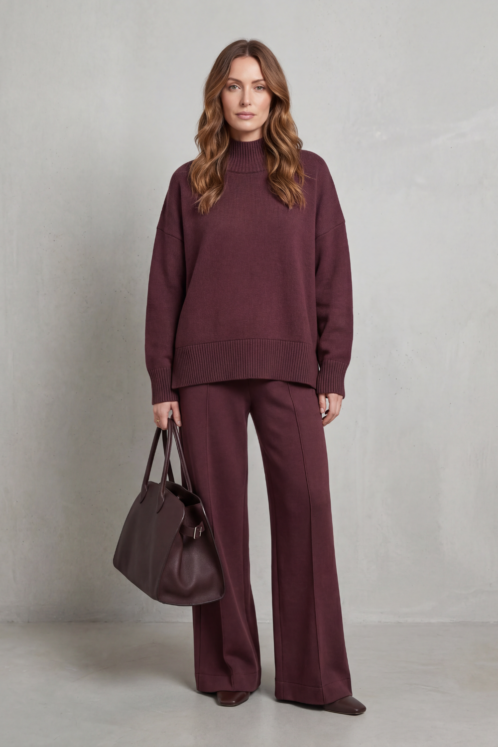 Casavella | Folded Collar Charm Knit Lounge Set