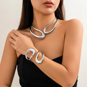 Cavelli Atelier | Liquid Silver Sculpt Choker Necklace & Bracelet
