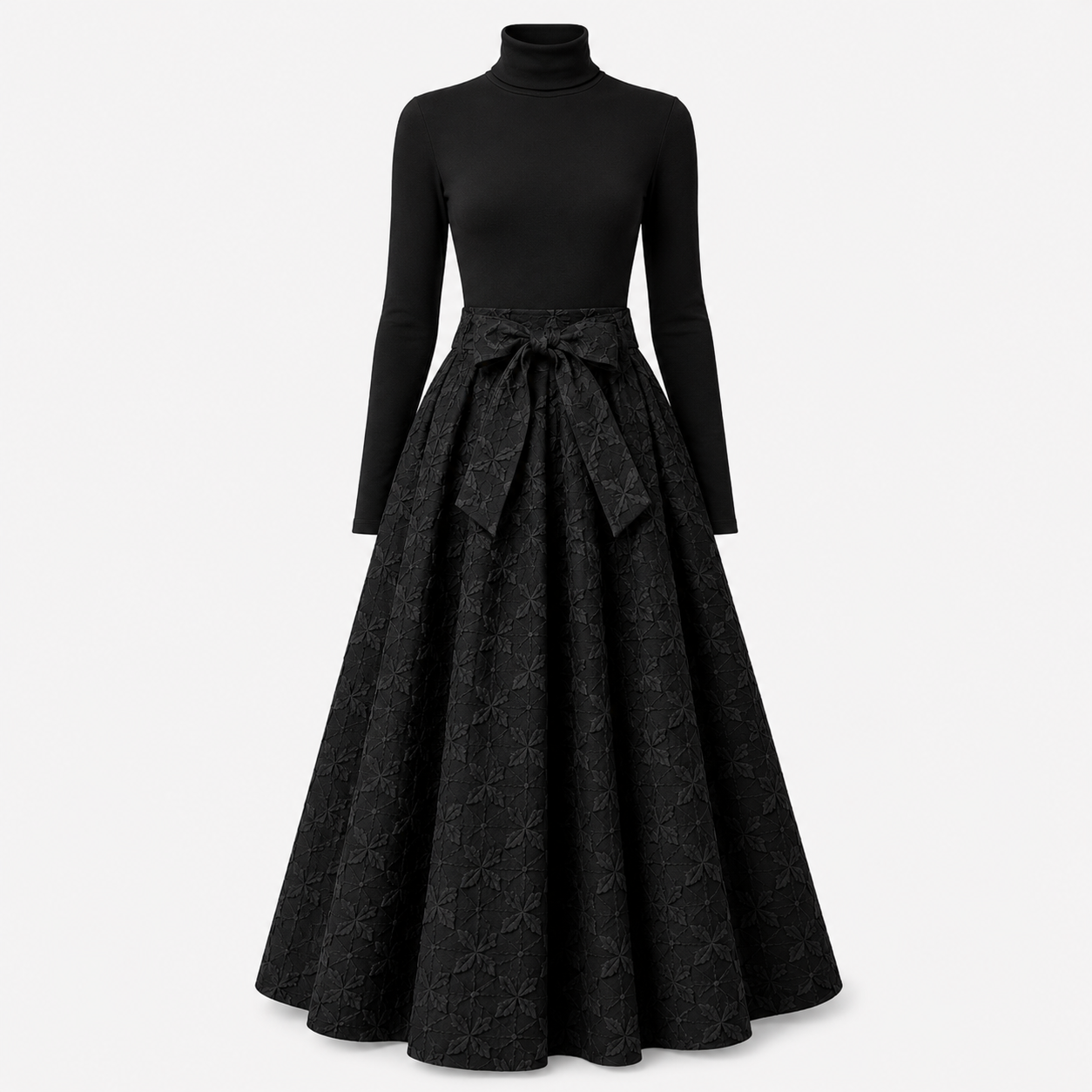 Cecilia Walker | High Neck Knit Top & Textured Midi Skirt Set