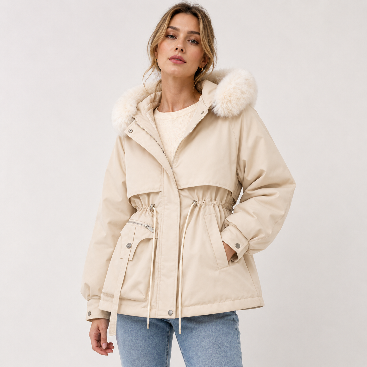 Cecily Edwards | Parka matelassée à capuche en fausse fourrure