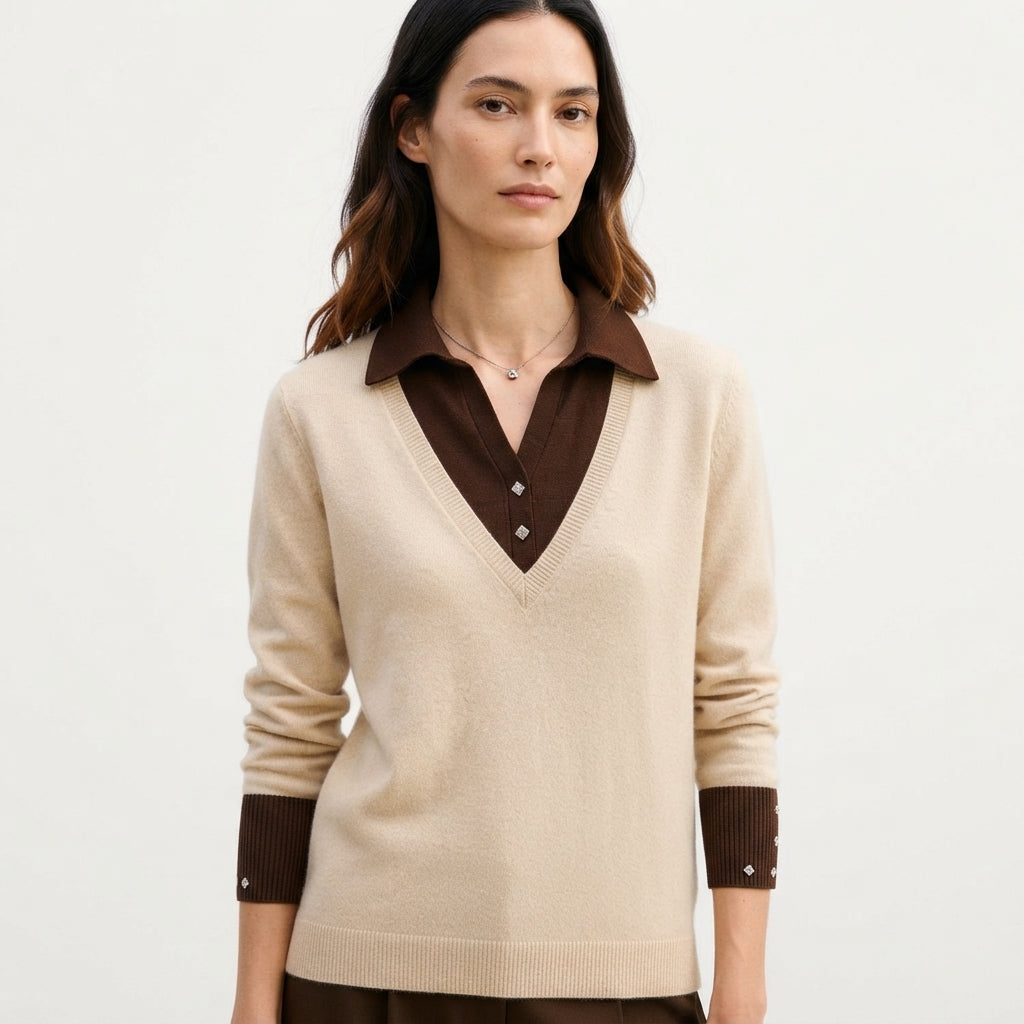 Cecily Fenton | Sweater With Contrast Collar Detail