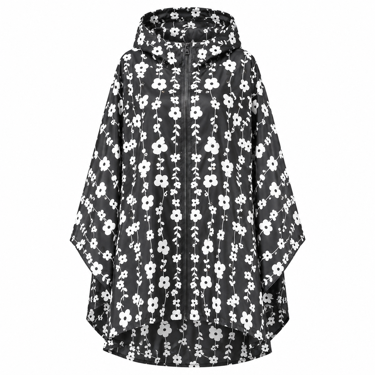 Cecily Turner | Printed Hooded Rain Poncho | Waterproof Statement Coat