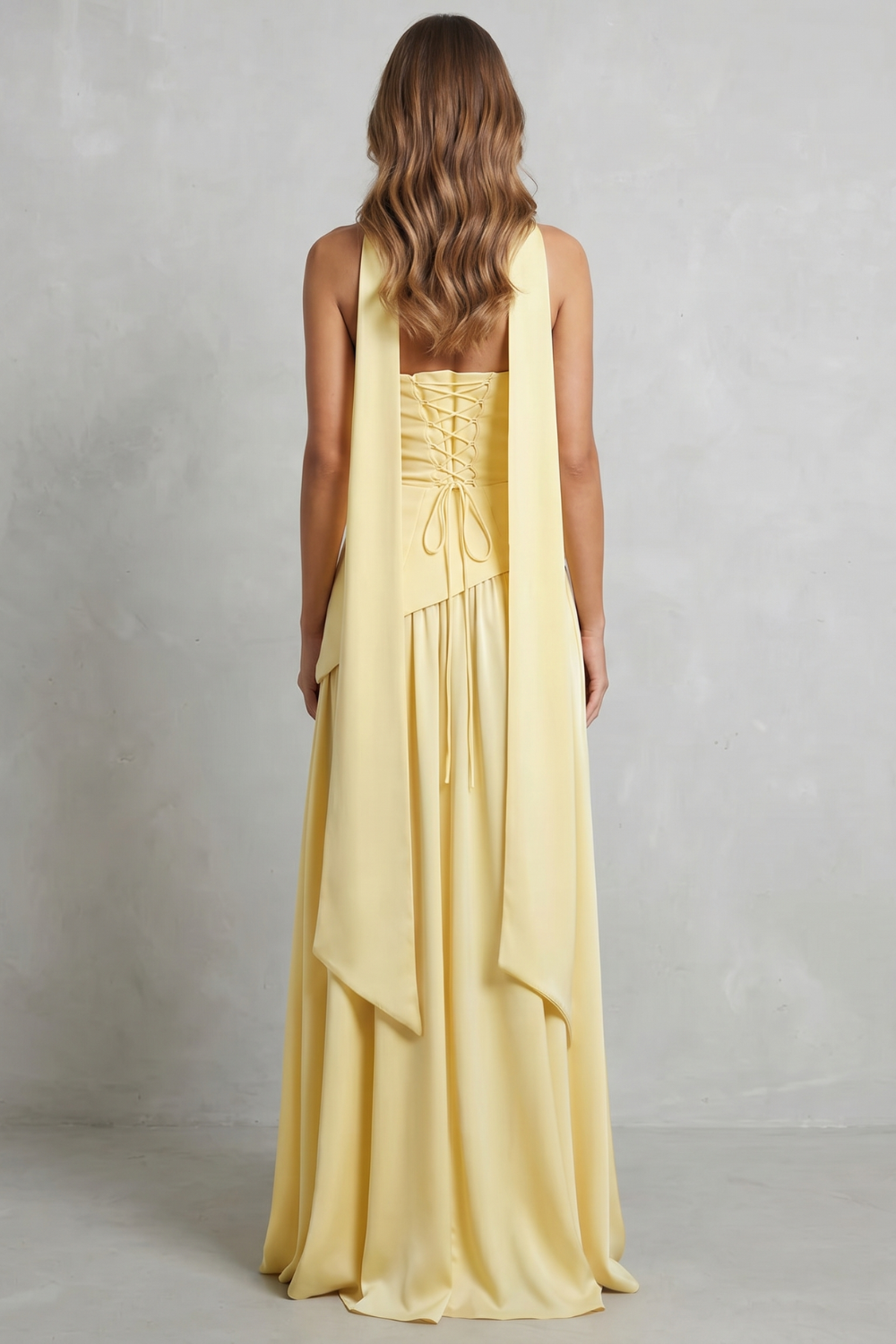 Felicia Drummond | Celestara Sculpted Strapless Maxi Dress in Butter Yellow