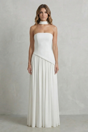 Felicia Drummond | Celestara Sculpted Strapless Maxi Dress in Butter Yellow
