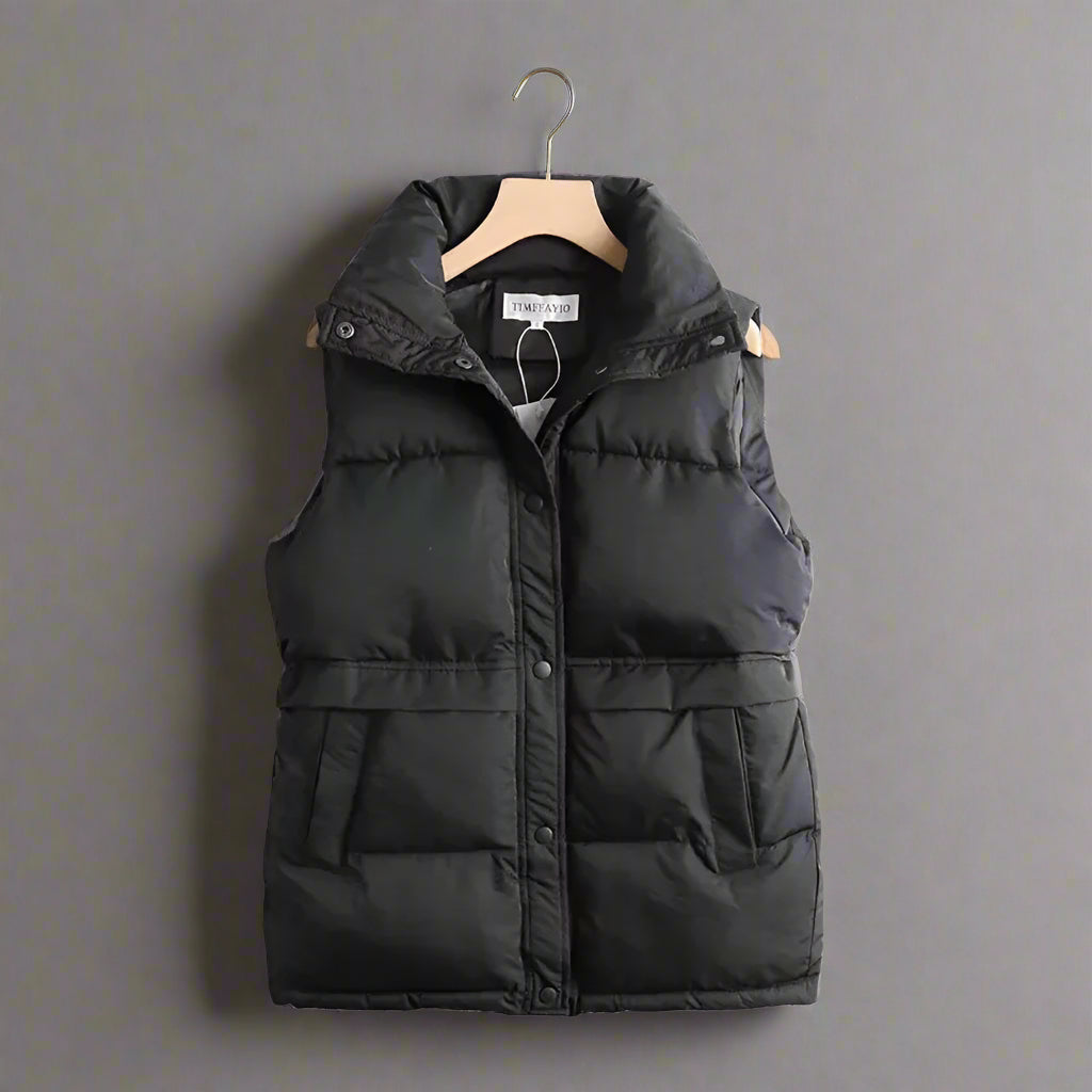 Edith Sanderson | Gilet matelassé coupe-vent pour femme | Veste sans manches matelassée isolante