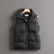 Edith Sanderson | Gilet matelassé coupe-vent pour femme | Veste sans manches matelassée isolante