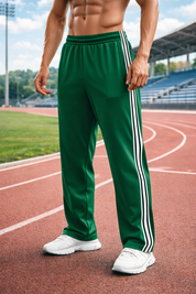 Luca Ferreira | Men's Navy Track Pants – Stripe Detail & Drawstring Comfort