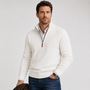 Tristan Beauvale | Men's Cashmere-Blend Quarter-Zip Sweater