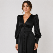 Corinne Davidson | Button Down V-neck Midi Wedding Dress