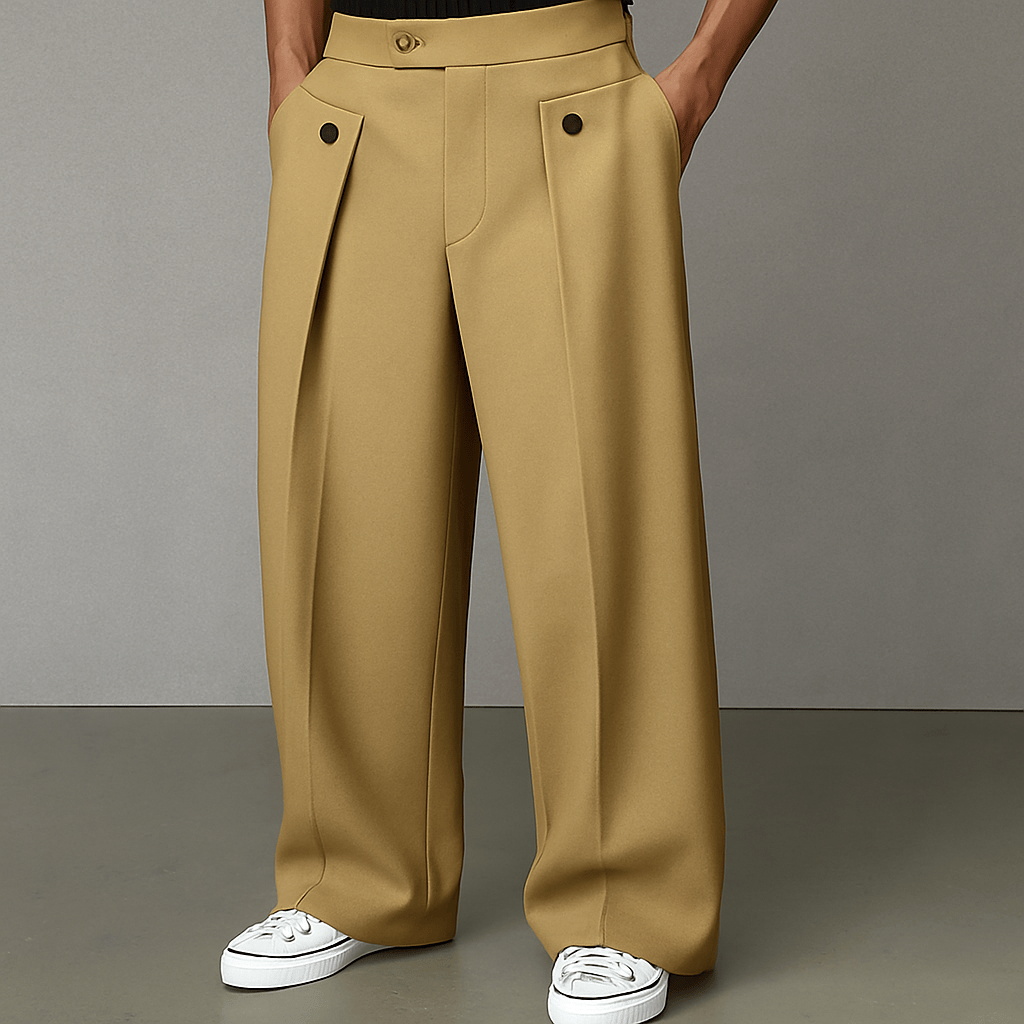 Benedict Harrow | Wide-Leg Pleated Trousers in Camel