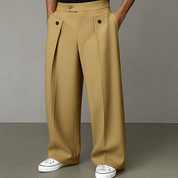 Benedict Harrow | Wide-Leg Pleated Trousers in Camel