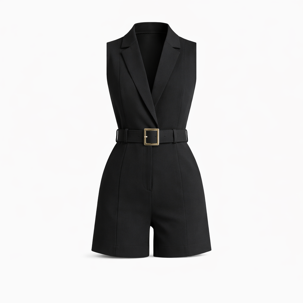 Ivy Waverly | Belted Sleeveless Romper