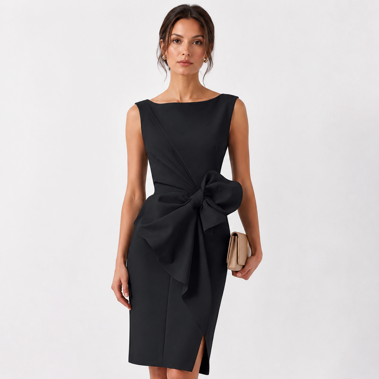 Vivienne Lacroix | Bow Detail Midi Dress Sleeveless Elegance