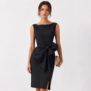Vivienne Lacroix | Bow Detail Midi Dress Sleeveless Elegance
