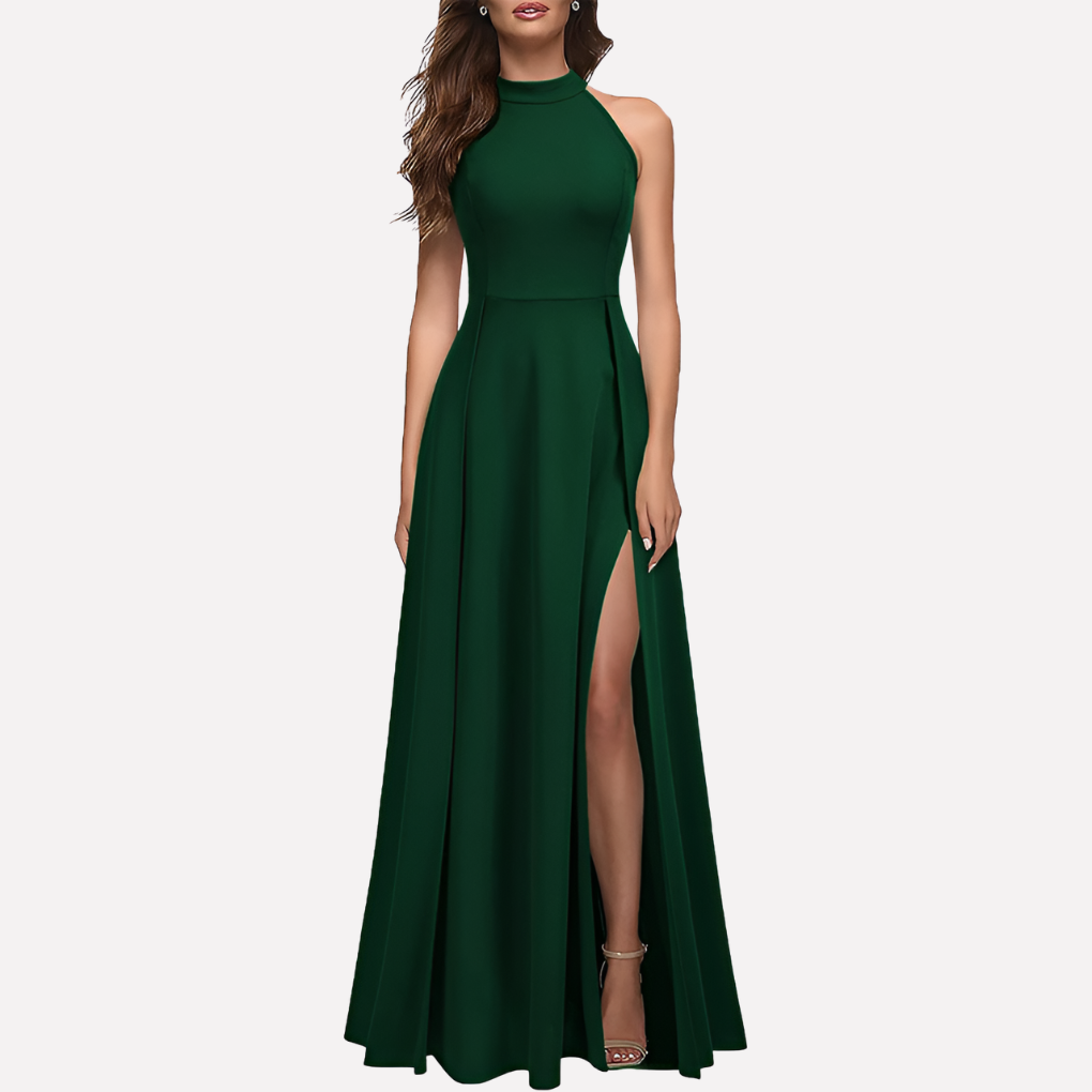 Nora Westbrook | Elegant Slit Halter Maxi Prom Dress