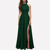Nora Westbrook | Elegant Slit Halter Maxi Prom Dress