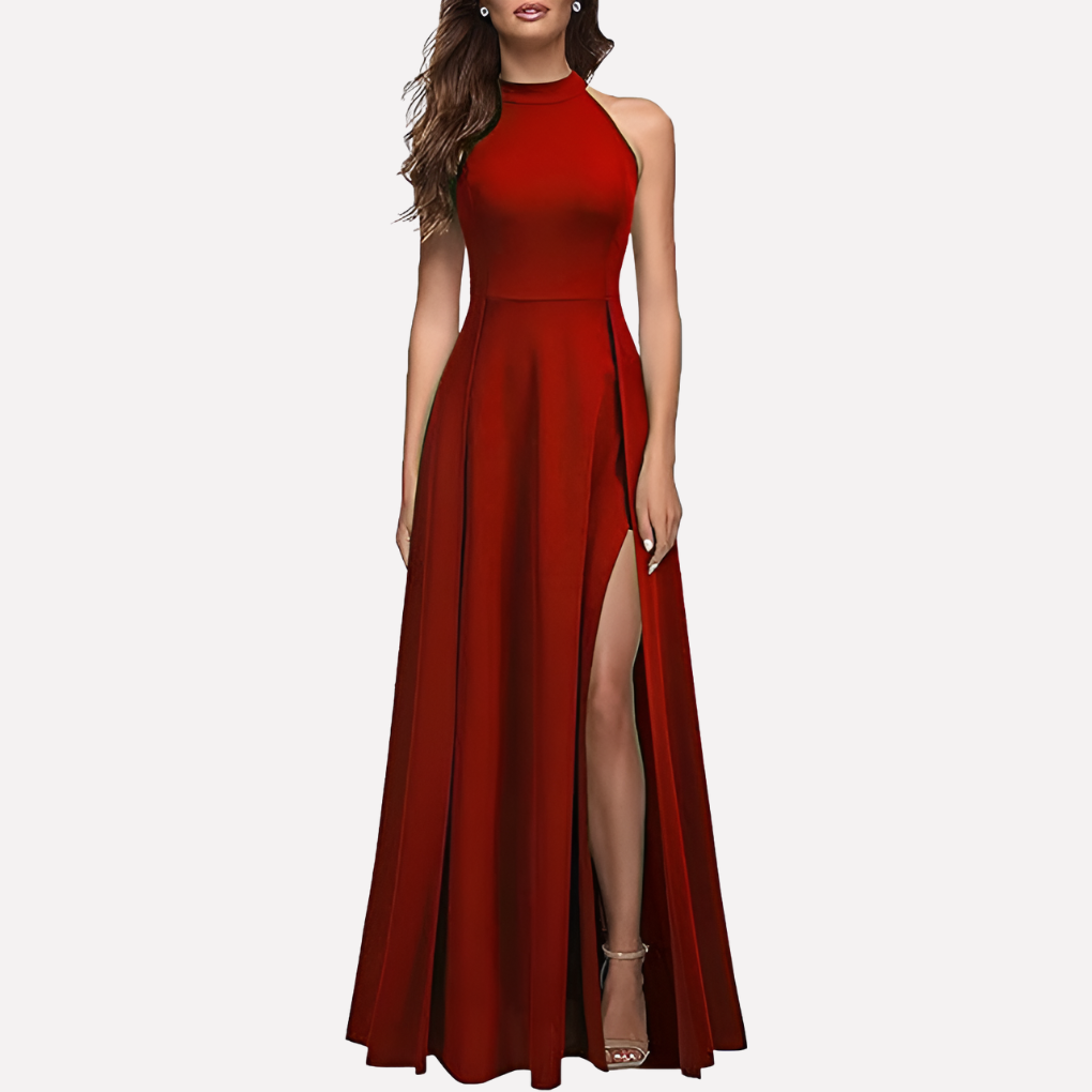 Nora Westbrook | Elegant Slit Halter Maxi Prom Dress