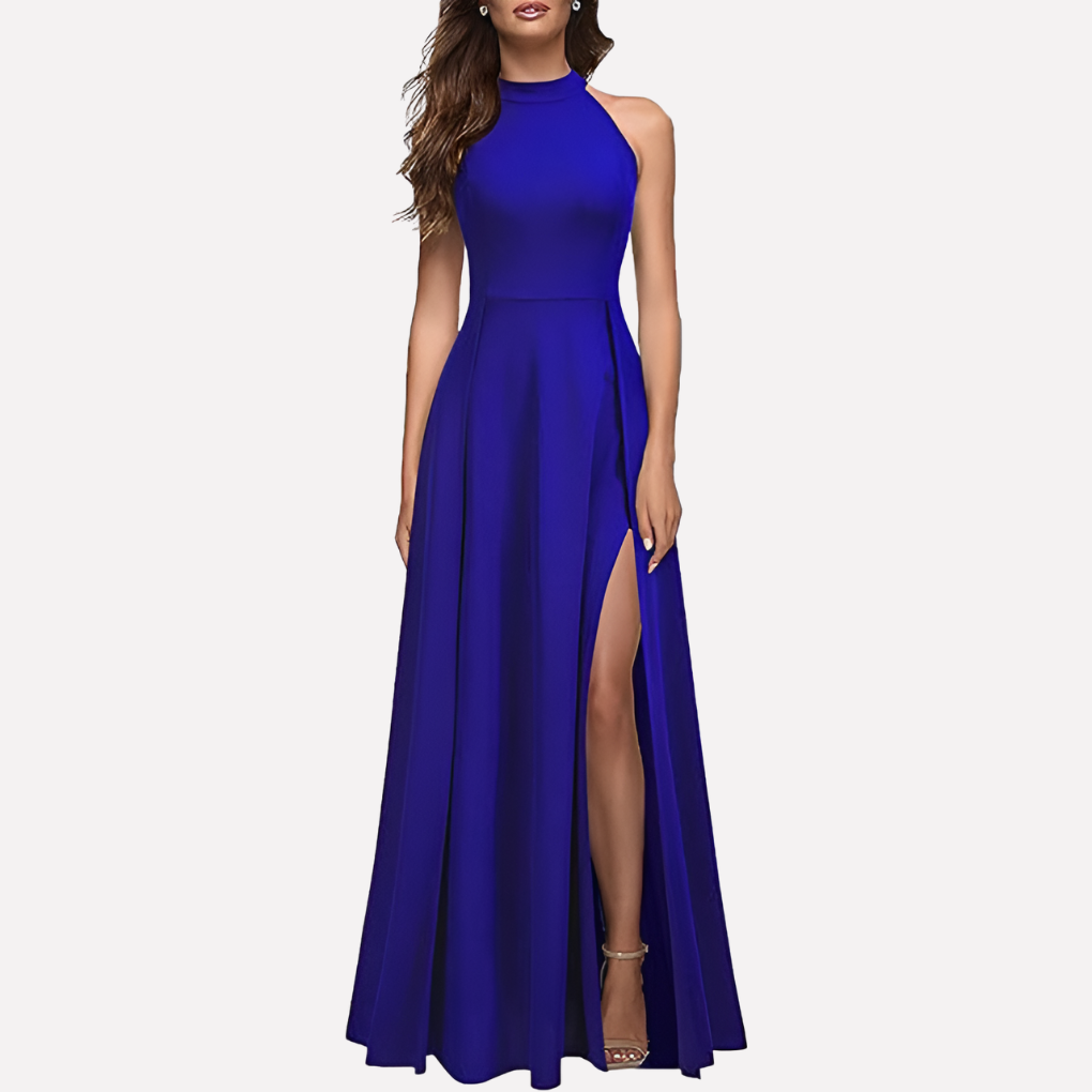 Nora Westbrook | Elegant Slit Halter Maxi Prom Dress