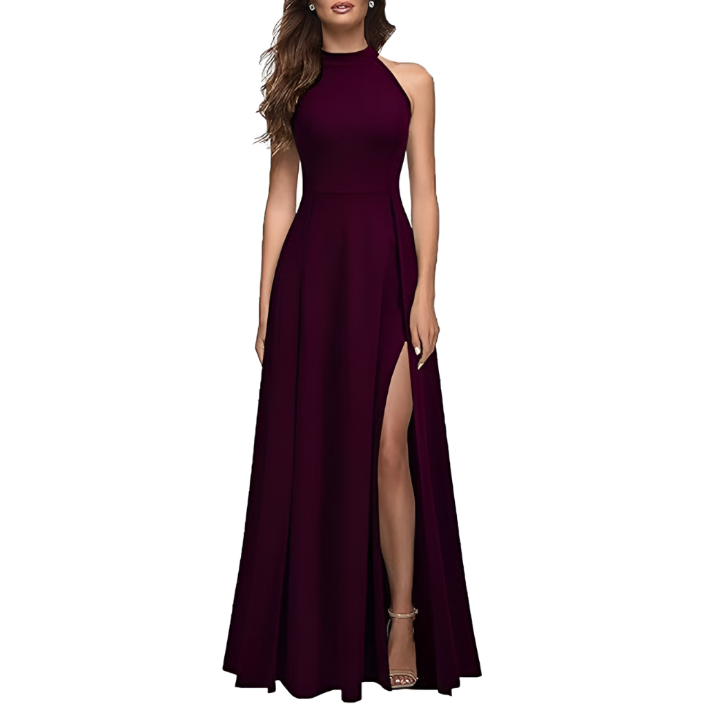 Nora Westbrook | Elegant Slit Halter Maxi Prom Dress