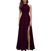 Nora Westbrook | Elegant Slit Halter Maxi Prom Dress