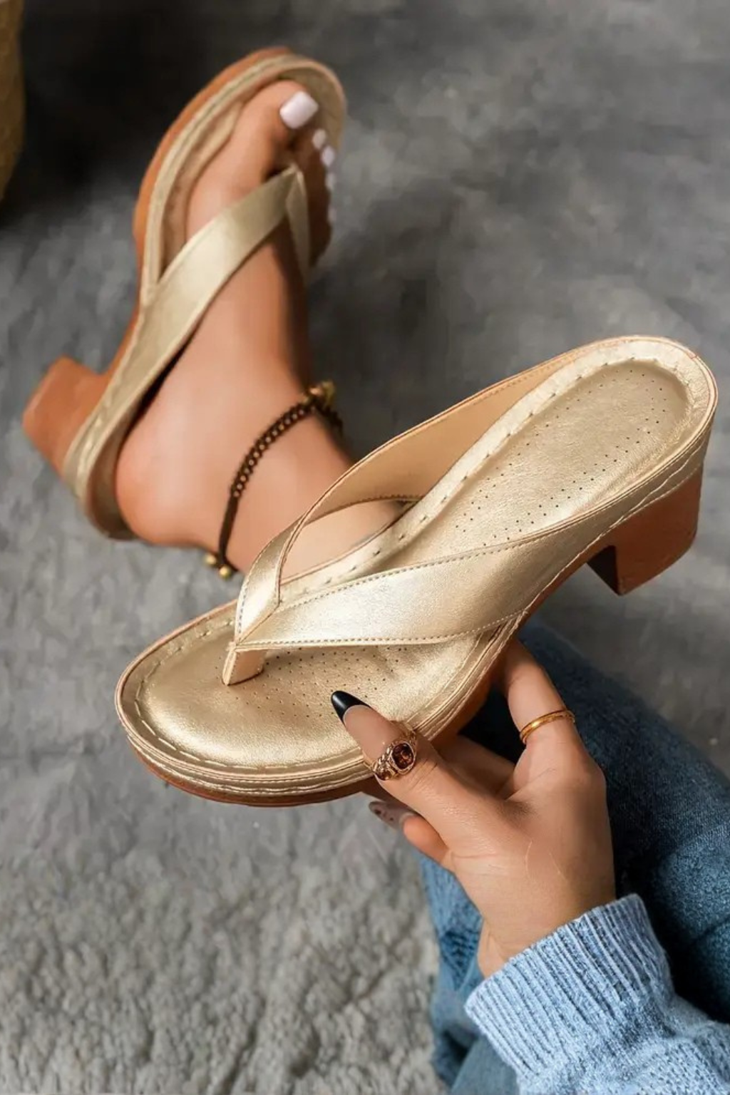 Chiara Bellini | Block Heel Slide Sandals For Women