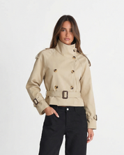 Chloé Beaumont | Chic Belted Cropped Trench Jacket For Women
