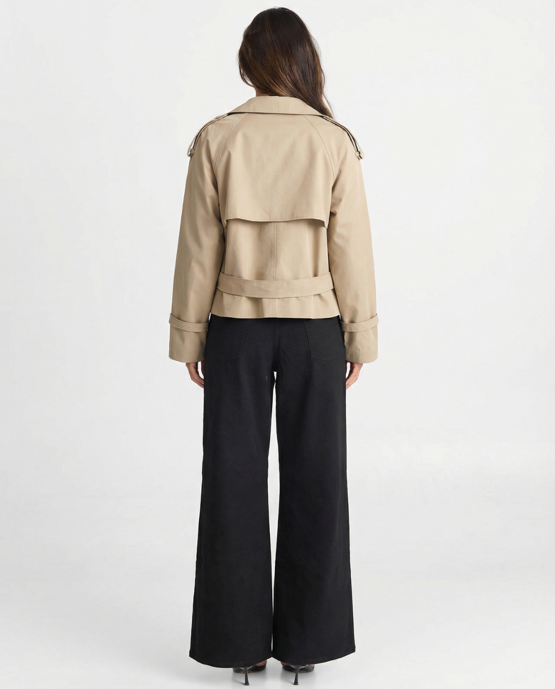 Chloé Beaumont | Chic Belted Cropped Trench Jacket For Women