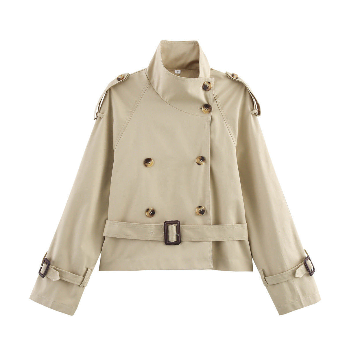 Chloé Beaumont | Chic Belted Cropped Trench Jacket For Women