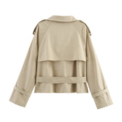 Chloé Beaumont | Chic Belted Cropped Trench Jacket For Women