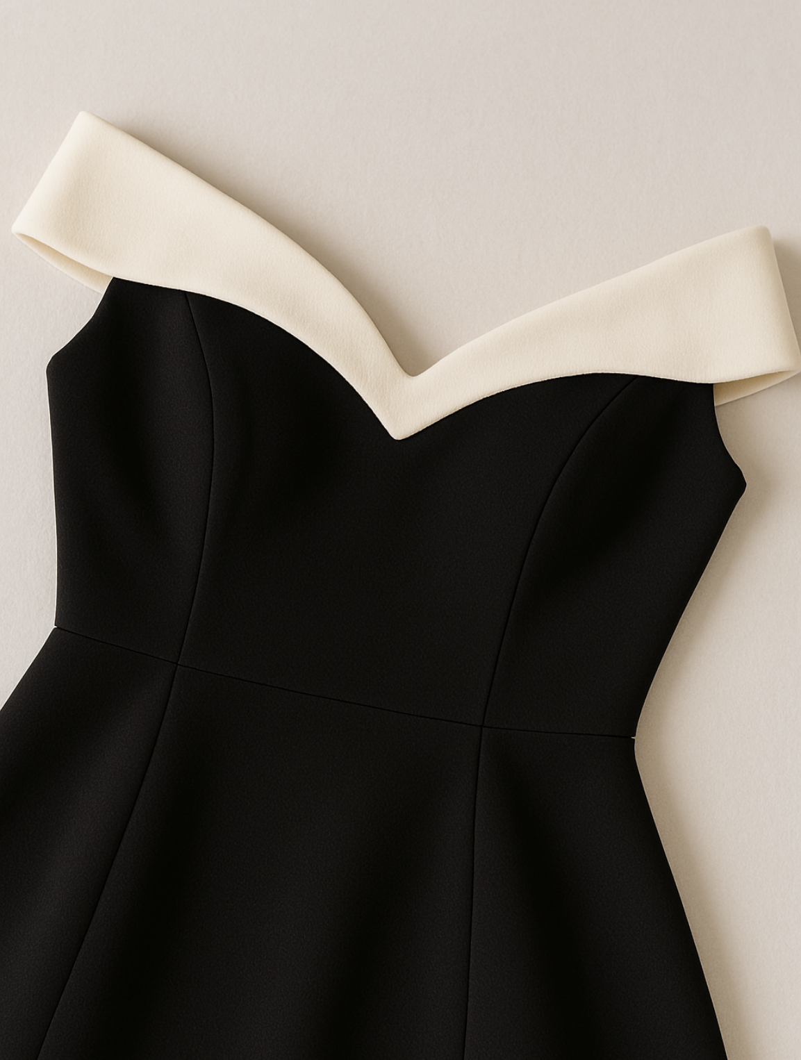 Chloe Devereux | Black Off-Shoulder Pleated Mini Dress