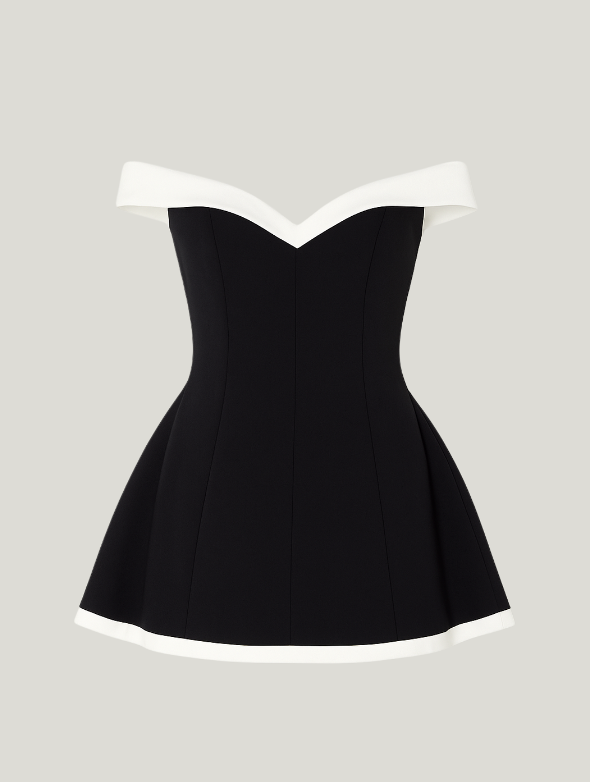Chloe Devereux | Black Off-Shoulder Pleated Mini Dress