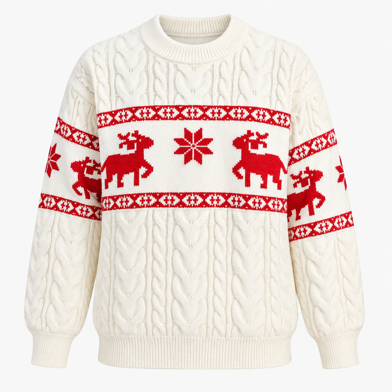Frost Buck | Pull de Noël à motif jacquard cerf rouge pour hommes