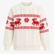 Frost Buck | Pull de Noël à motif jacquard cerf rouge pour hommes