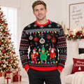 Merry Buck | Pull de Noël noir à imprimé Père Noël dansant pour homme