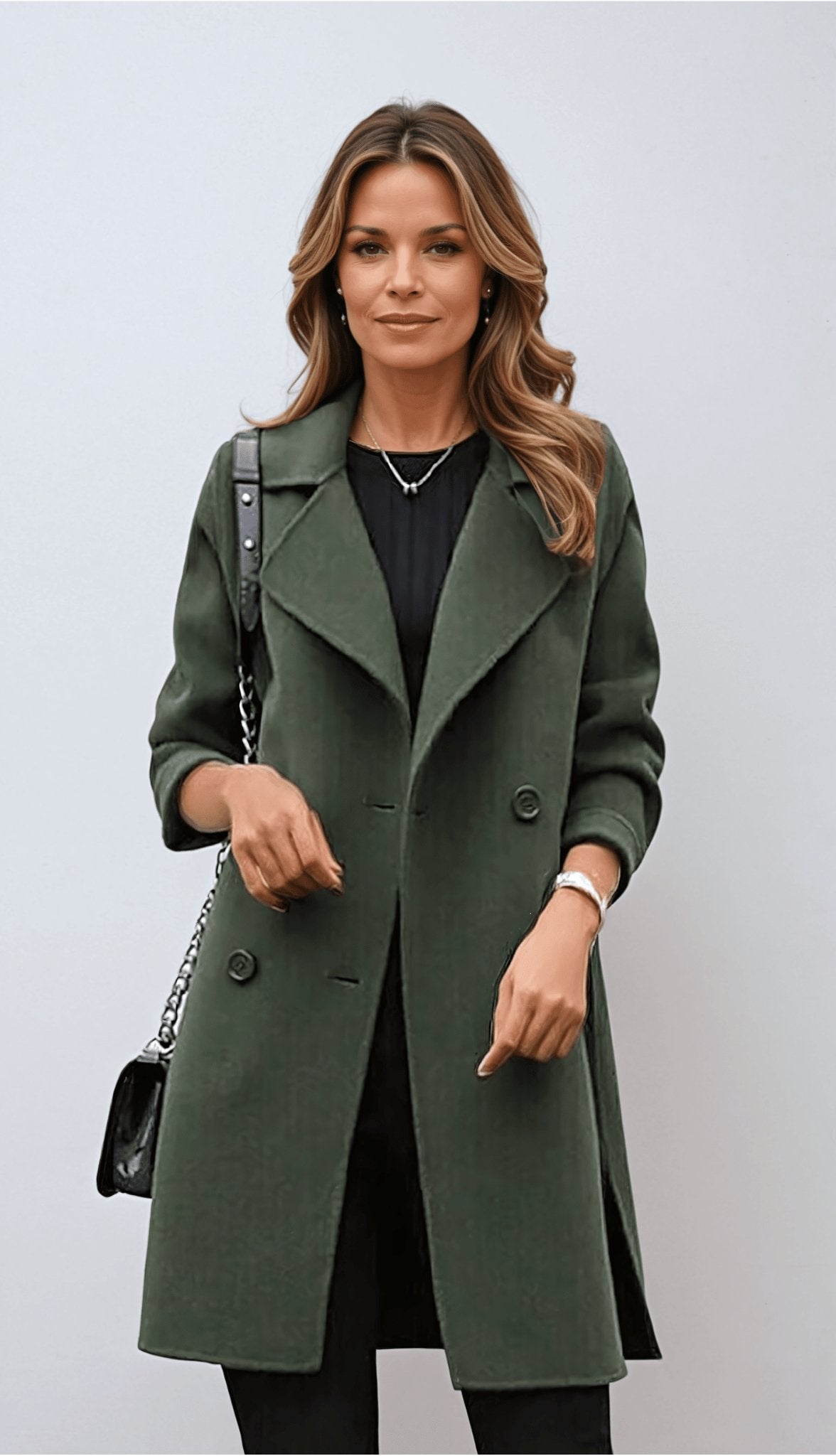 Claire Dubois | Classic Double-Breasted Mid-Length Coat For Women