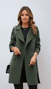 Claire Dubois | Classic Double-Breasted Mid-Length Coat For Women