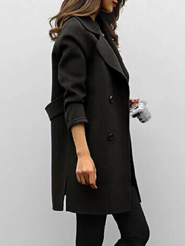 Claire Dubois | Classic Double-Breasted Mid-Length Coat For Women