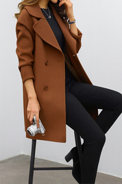 Claire Dubois | Classic Double-Breasted Mid-Length Coat For Women