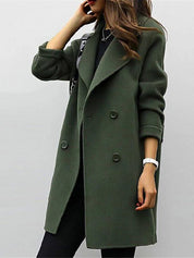 Claire Dubois | Classic Double-Breasted Mid-Length Coat For Women