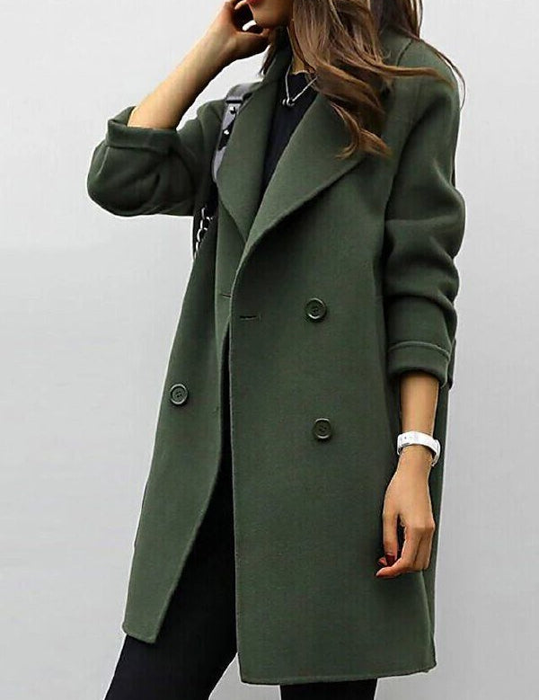 Claire Dubois | Classic Double-Breasted Mid-Length Coat For Women