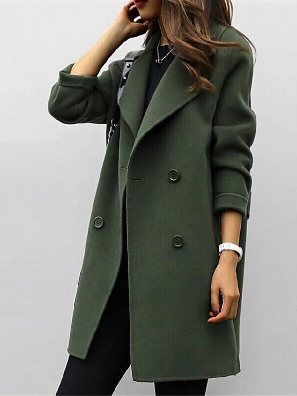 Claire Dubois | Classic Double-Breasted Mid-Length Coat For Women