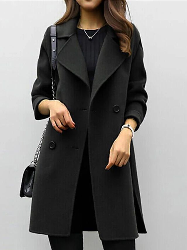 Claire Dubois | Classic Double-Breasted Mid-Length Coat For Women