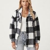 Clara Fenmore | Textured Plaid Fleece Jacket