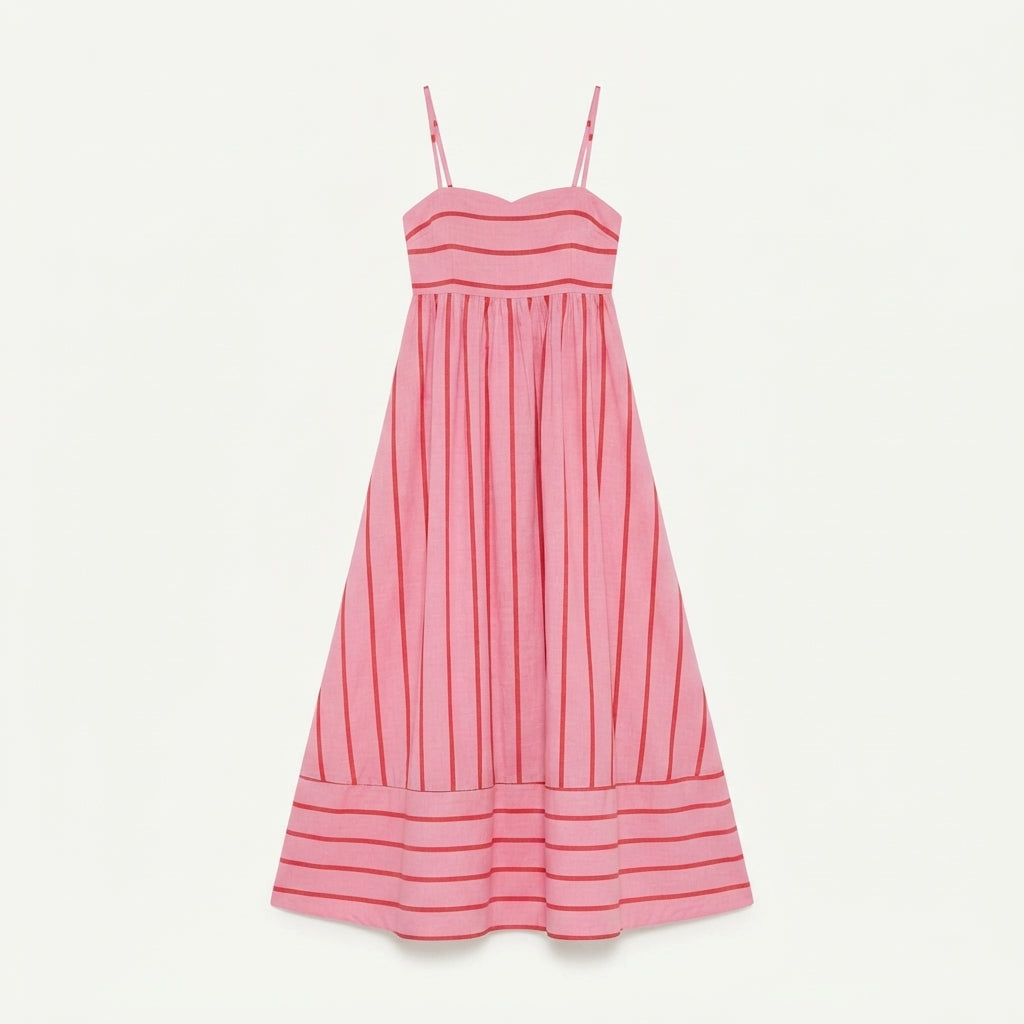 Clara Hartfield | Robe longue rayée à encolure carrée