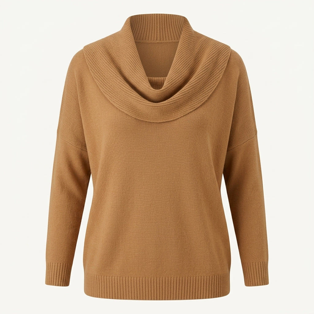 Clara Sheldon | Cowl Neck Sweater With Ribbed Knit