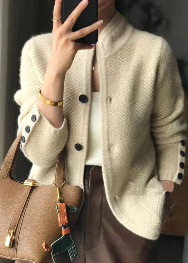 Clara Beaumont | Elegant Textured Knit Cardigan For Women